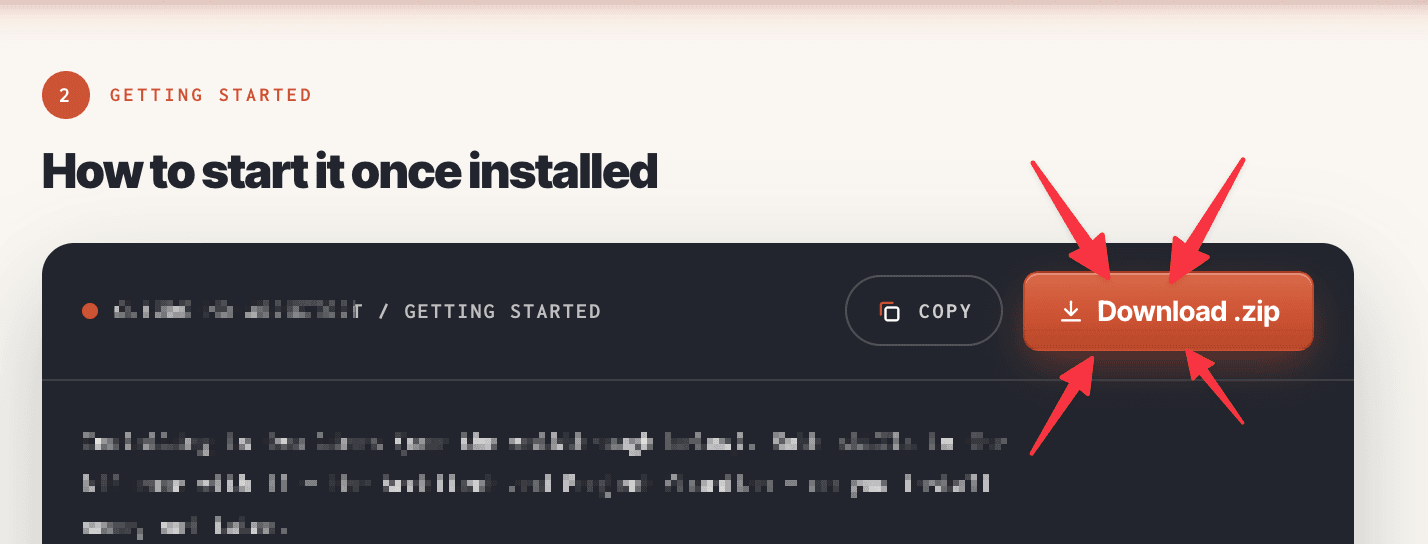 The Download .zip button on a skill page