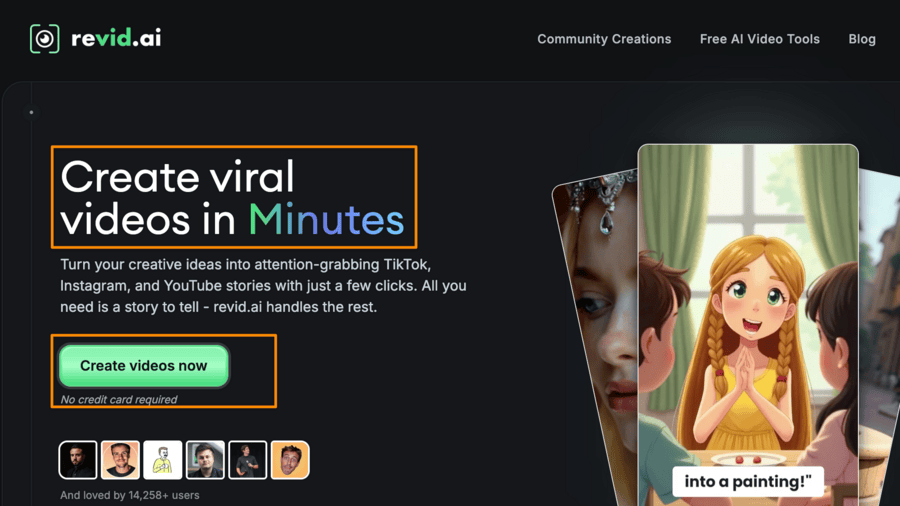 a screenshot of revid ai video generator